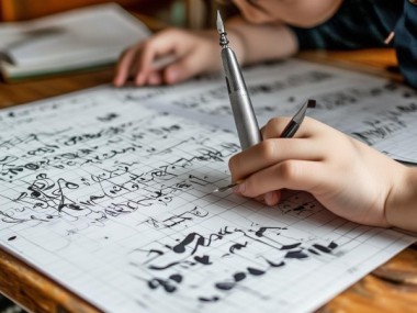 小学生硬笔书法艺术之旅，钢笔与方格纸的A3A4探索