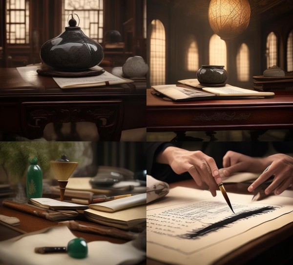 清代书法家日常，古韵盎然的文房四宝生活画卷,清代书法家日常，古韵盎然的文房四宝生活画卷,书法,第1张